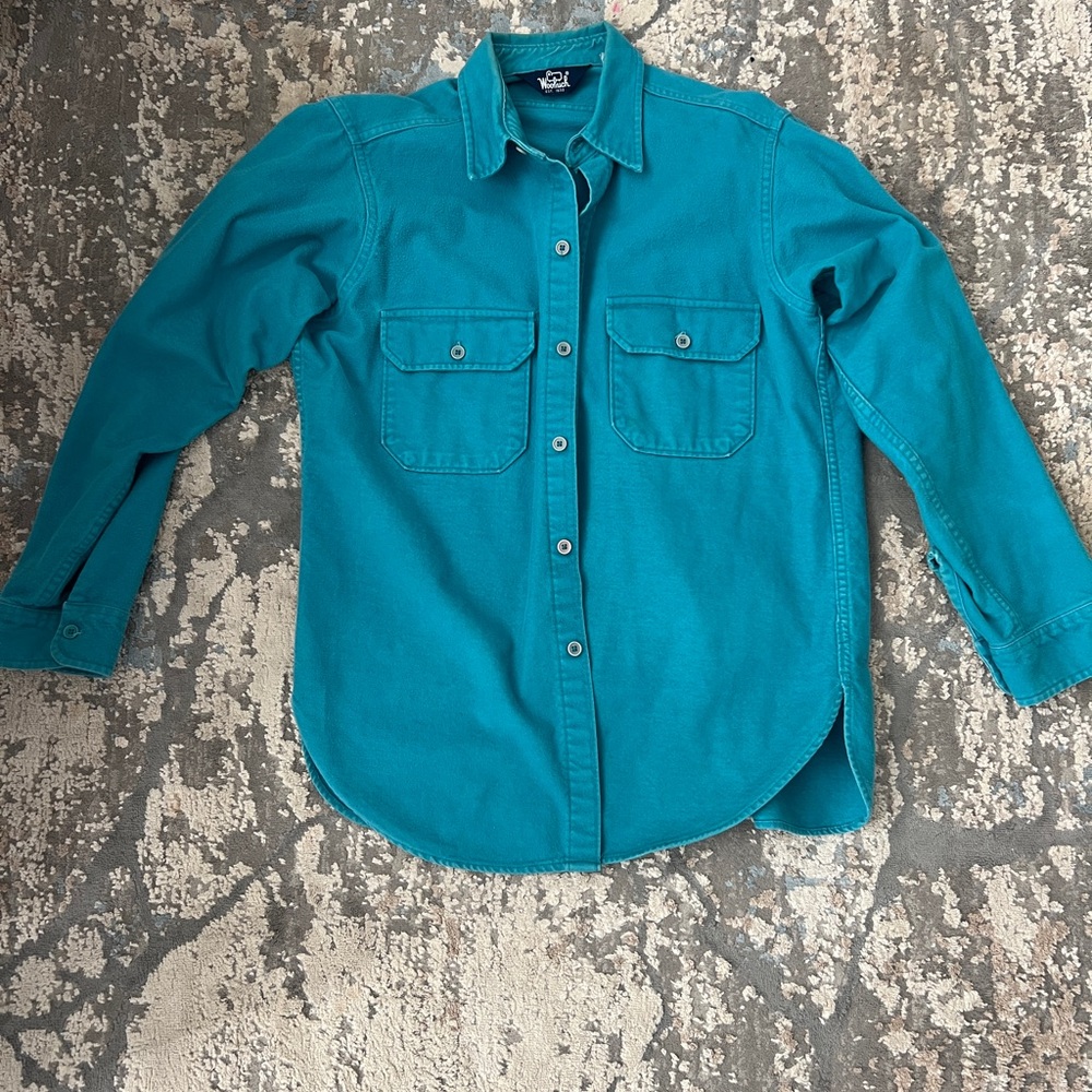 VTG Woolrich Turquoise Casual Button-Down Shirt